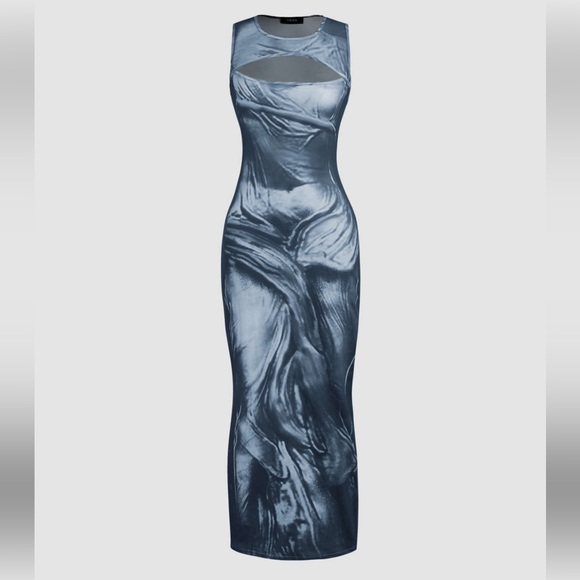 Cider Dresses & Skirts - NWT CIDER TROMPE L'OEIL PRINTS CUT OUT Y2K STYLE MAXI DRESS SIZE MEDIUM